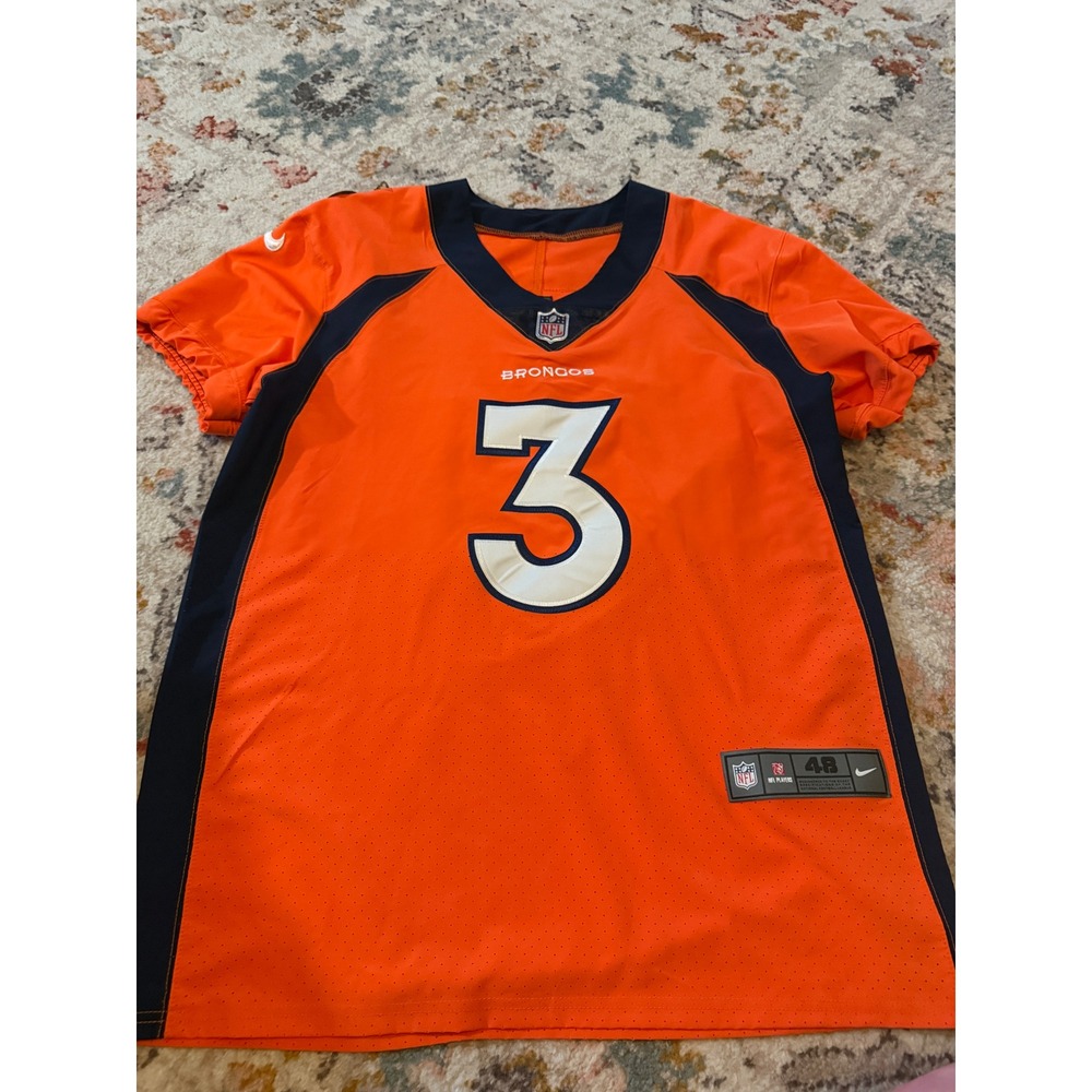 Nike Denver Broncos Drew Lock 3 NFL On Field Jersey Orange Mens Size 48 Large